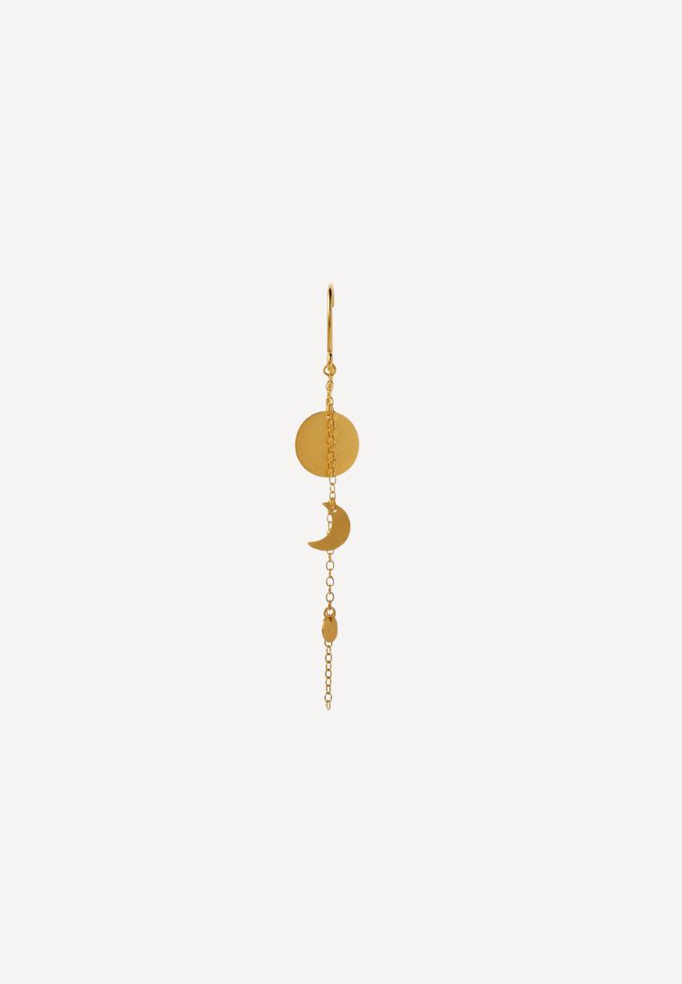 STINE A - Sun and moon w. chain øringe - Gold ONE SIZE | Hørlyck