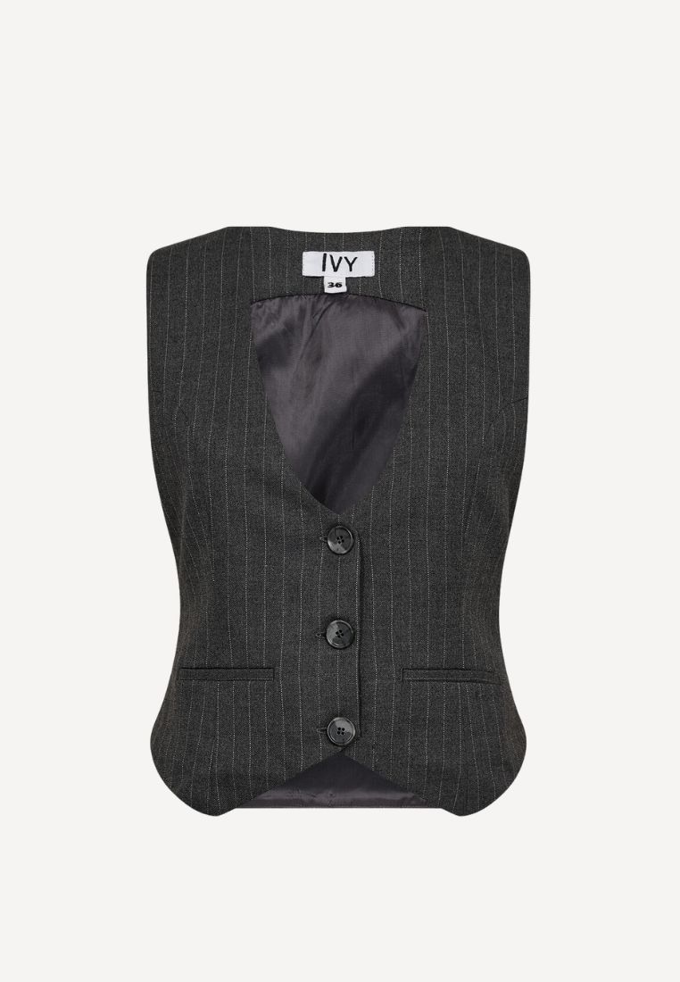 IVY COPENHAGEN - Alanis vest - Pin Stripe Grey 38 | Hørlyck