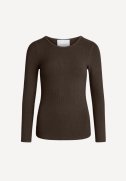 Lisa langrmet bluse - Dark brown