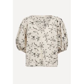 CarenaGO bluse - Creme/Black Embroidery