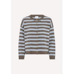 Sisse Striped cardigan - Light Blue/Brown
