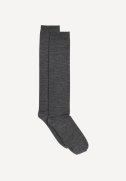 Wool/Cotton knee strmper - Dark Grey Melange